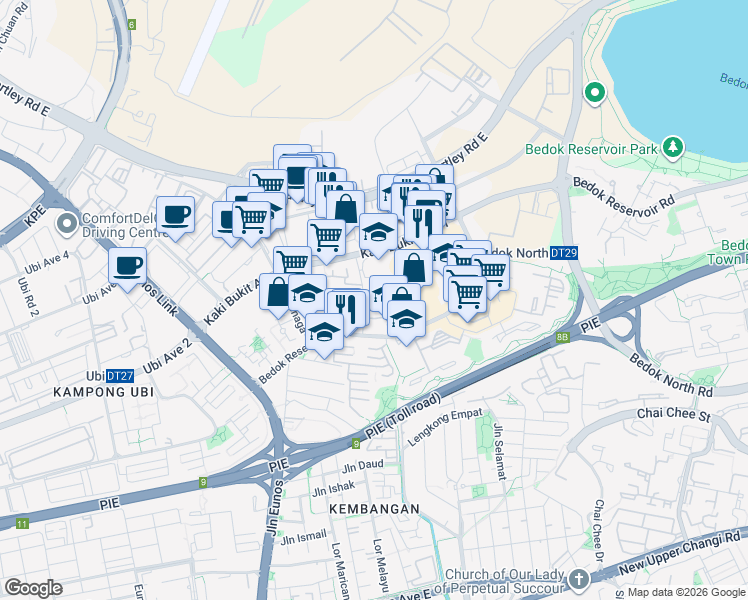 map of restaurants, bars, coffee shops, grocery stores, and more near in Singapore