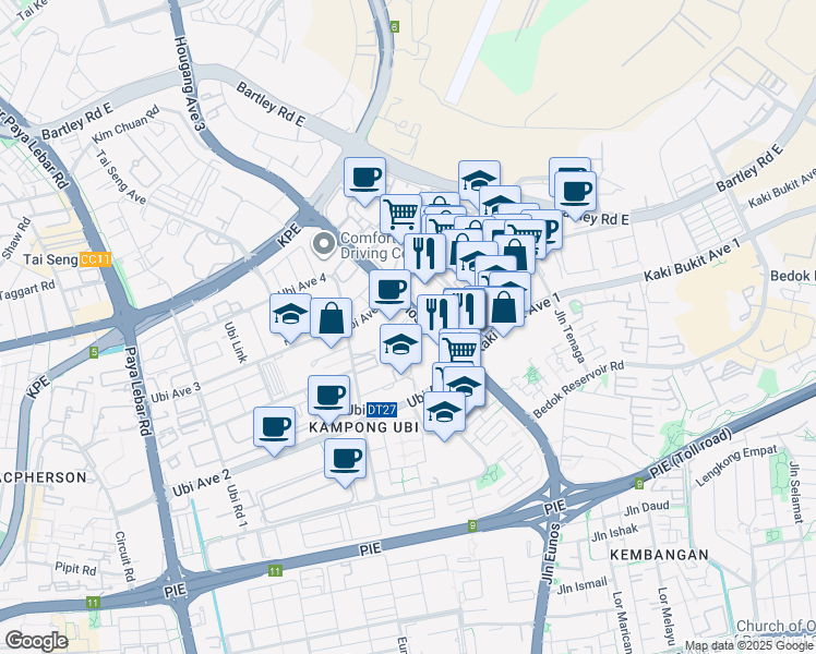 map of restaurants, bars, coffee shops, grocery stores, and more near in Singapore