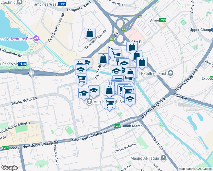 map of restaurants, bars, coffee shops, grocery stores, and more near in Singapore
