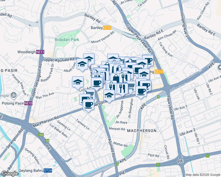 map of restaurants, bars, coffee shops, grocery stores, and more near in Singapore