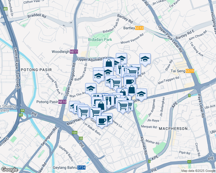map of restaurants, bars, coffee shops, grocery stores, and more near in Singapore