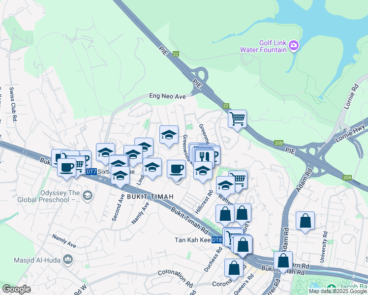 map of restaurants, bars, coffee shops, grocery stores, and more near in Singapore