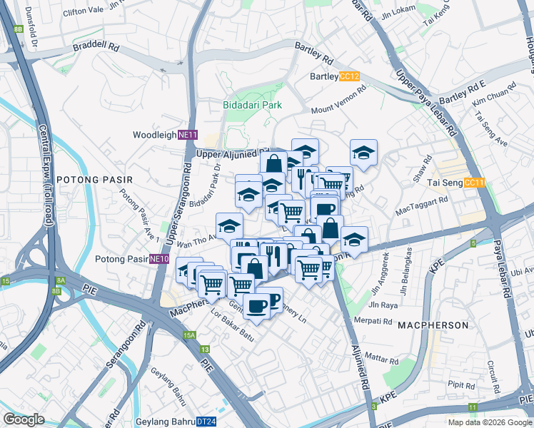 map of restaurants, bars, coffee shops, grocery stores, and more near in Singapore