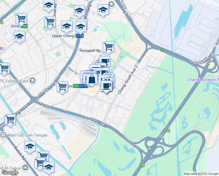map of restaurants, bars, coffee shops, grocery stores, and more near in Singapore