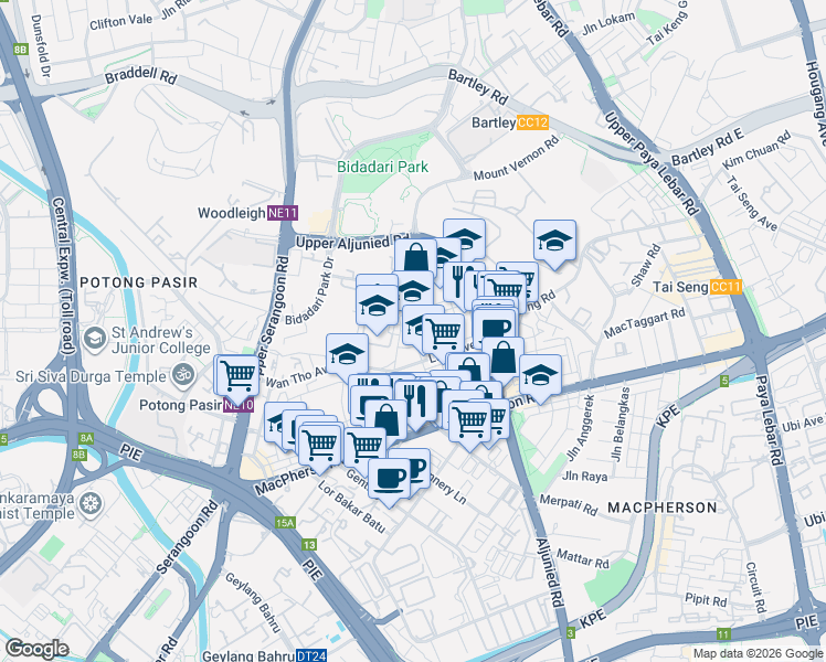 map of restaurants, bars, coffee shops, grocery stores, and more near in Singapore