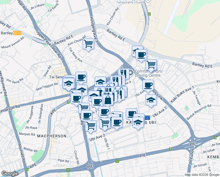 map of restaurants, bars, coffee shops, grocery stores, and more near in Singapore