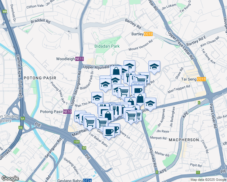 map of restaurants, bars, coffee shops, grocery stores, and more near in Singapore