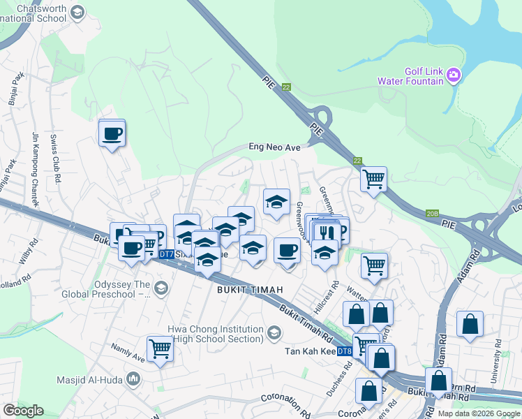 map of restaurants, bars, coffee shops, grocery stores, and more near in Singapore