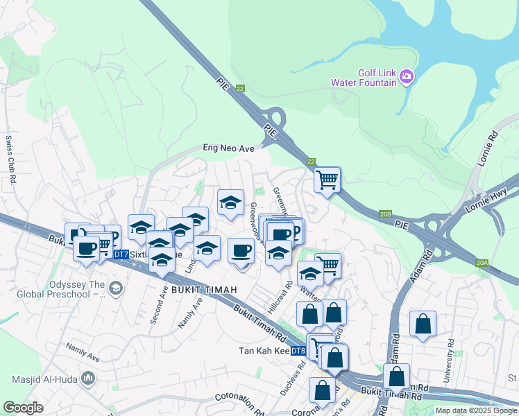 map of restaurants, bars, coffee shops, grocery stores, and more near in Singapore