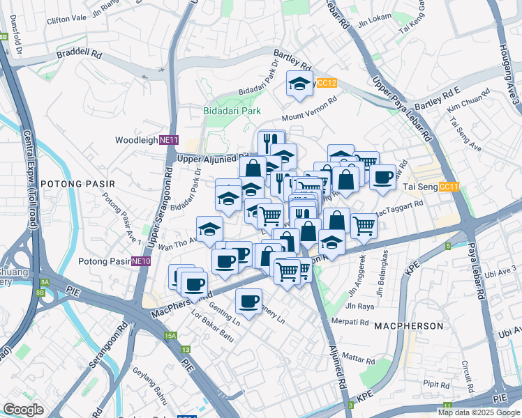 map of restaurants, bars, coffee shops, grocery stores, and more near in Singapore