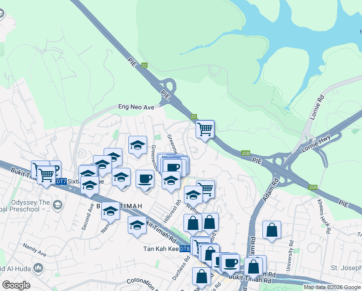 map of restaurants, bars, coffee shops, grocery stores, and more near in Singapore