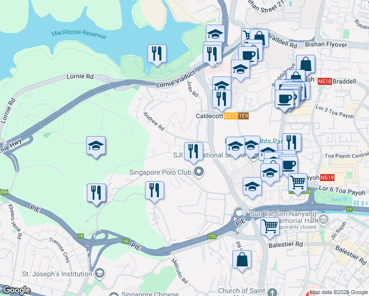 map of restaurants, bars, coffee shops, grocery stores, and more near in Singapore