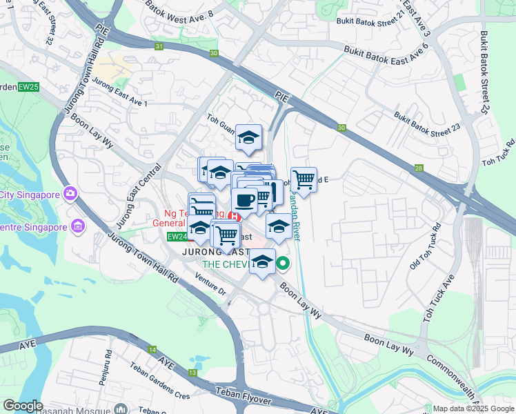 map of restaurants, bars, coffee shops, grocery stores, and more near in Singapore