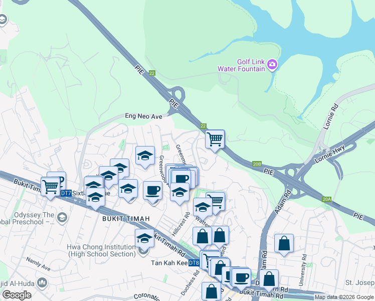 map of restaurants, bars, coffee shops, grocery stores, and more near in Singapore