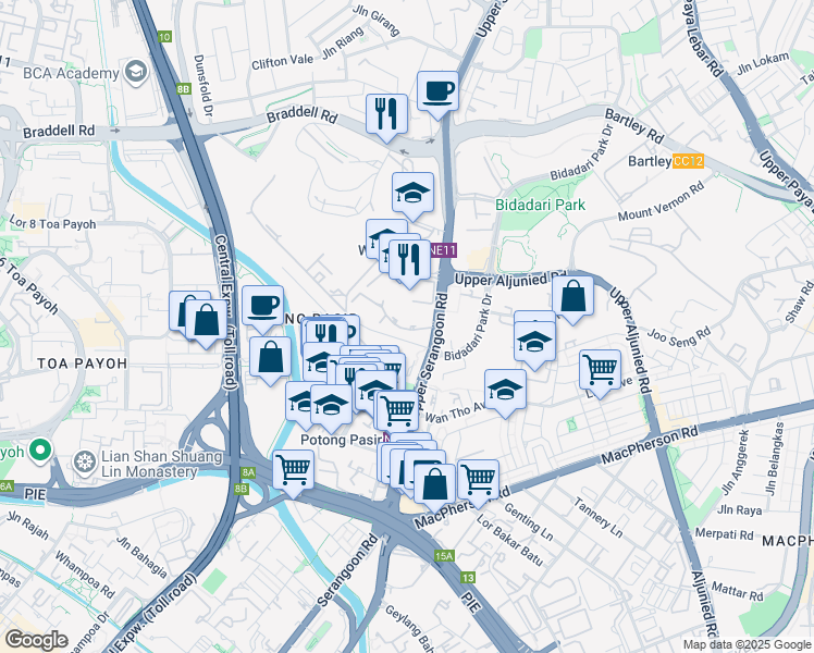 map of restaurants, bars, coffee shops, grocery stores, and more near in Singapore