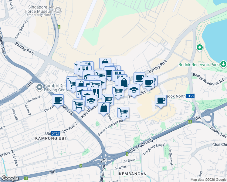 map of restaurants, bars, coffee shops, grocery stores, and more near in Singapore