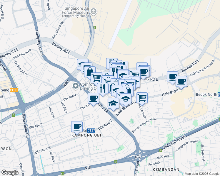 map of restaurants, bars, coffee shops, grocery stores, and more near in Singapore