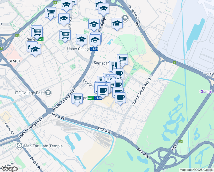map of restaurants, bars, coffee shops, grocery stores, and more near in Singapore