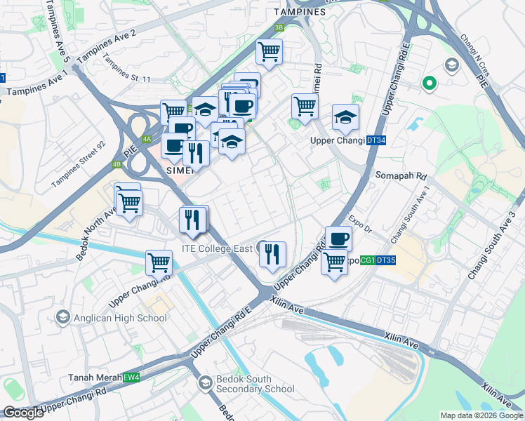 map of restaurants, bars, coffee shops, grocery stores, and more near in Singapore