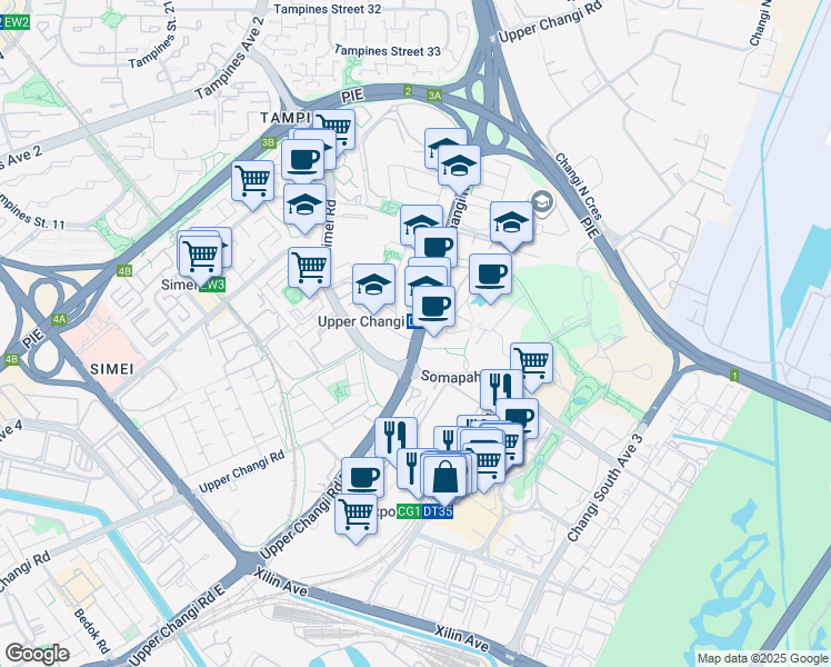 map of restaurants, bars, coffee shops, grocery stores, and more near in Singapore