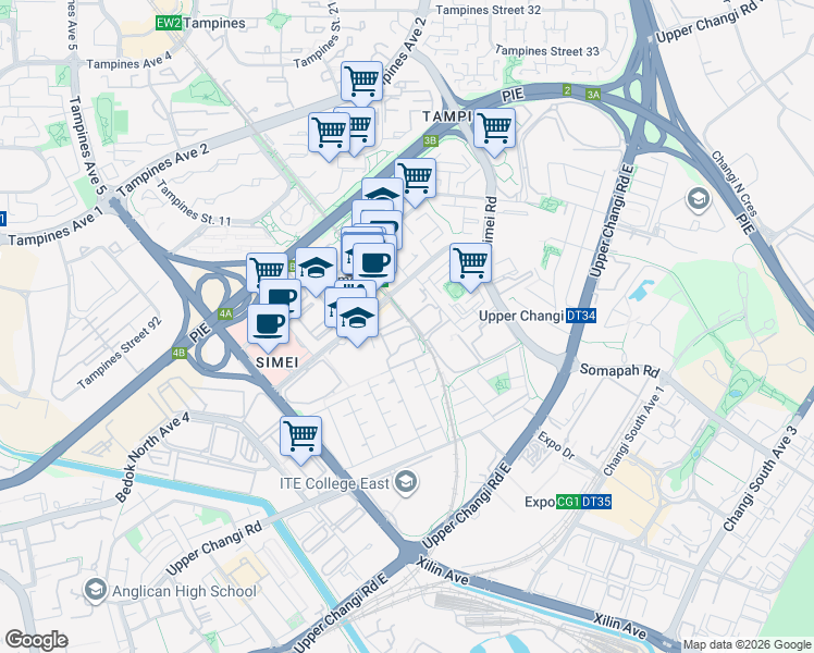 map of restaurants, bars, coffee shops, grocery stores, and more near in Singapore
