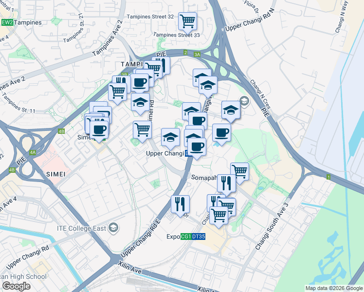 map of restaurants, bars, coffee shops, grocery stores, and more near in Singapore