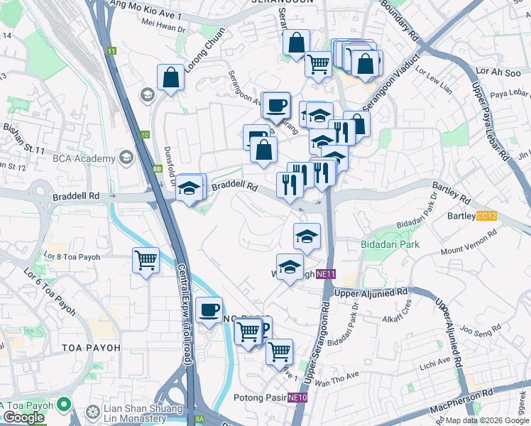 map of restaurants, bars, coffee shops, grocery stores, and more near in Singapore