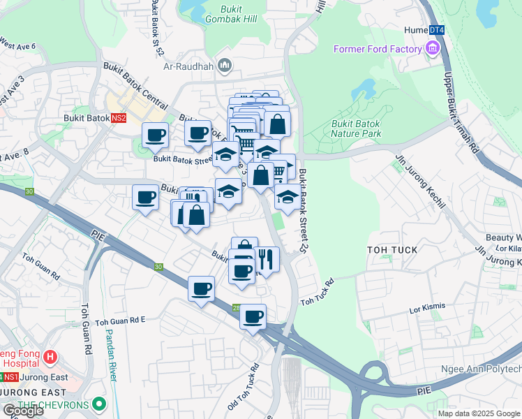 map of restaurants, bars, coffee shops, grocery stores, and more near in Singapore