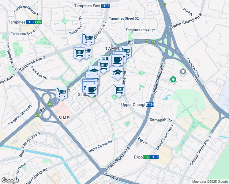 map of restaurants, bars, coffee shops, grocery stores, and more near in Singapore