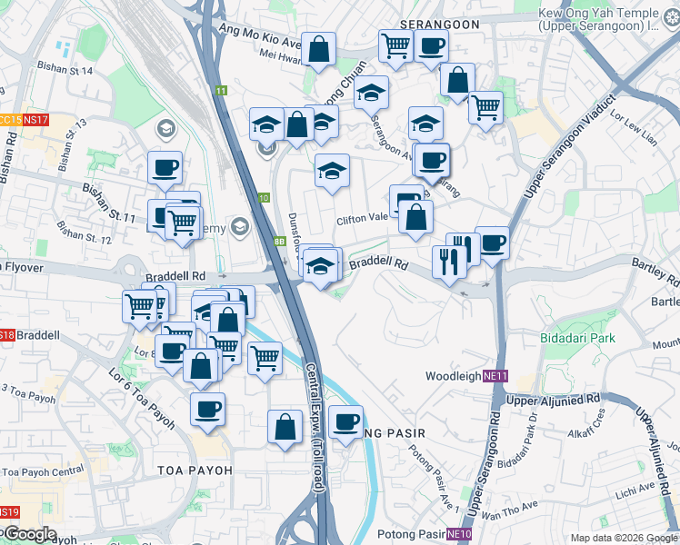 map of restaurants, bars, coffee shops, grocery stores, and more near in Singapore