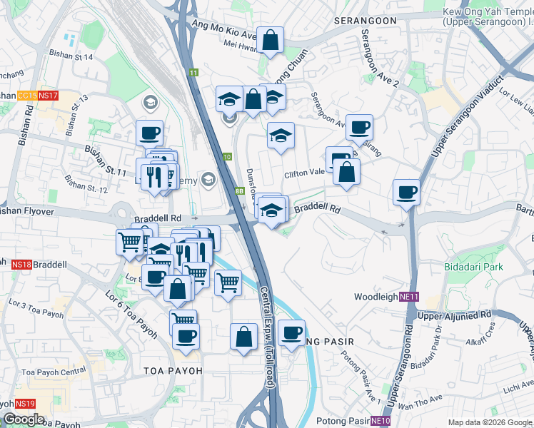 map of restaurants, bars, coffee shops, grocery stores, and more near in Singapore
