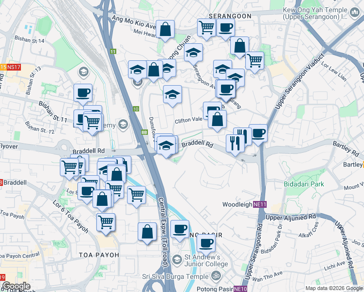 map of restaurants, bars, coffee shops, grocery stores, and more near in Singapore
