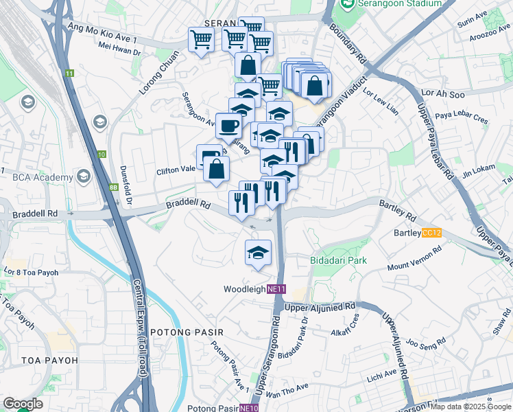 map of restaurants, bars, coffee shops, grocery stores, and more near in Singapore