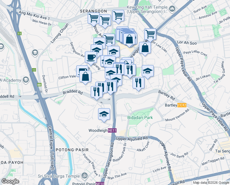 map of restaurants, bars, coffee shops, grocery stores, and more near in Singapore