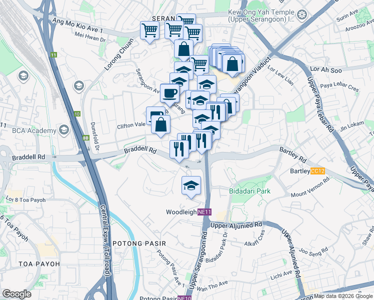 map of restaurants, bars, coffee shops, grocery stores, and more near in Singapore