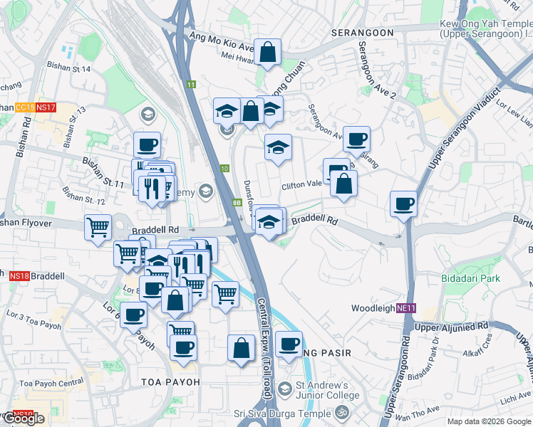 map of restaurants, bars, coffee shops, grocery stores, and more near in Singapore