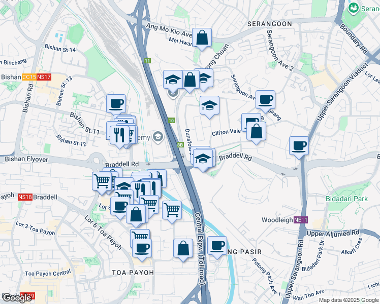 map of restaurants, bars, coffee shops, grocery stores, and more near in Singapore
