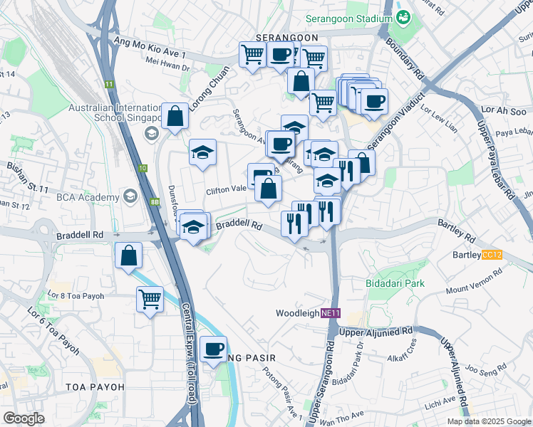 map of restaurants, bars, coffee shops, grocery stores, and more near in Singapore