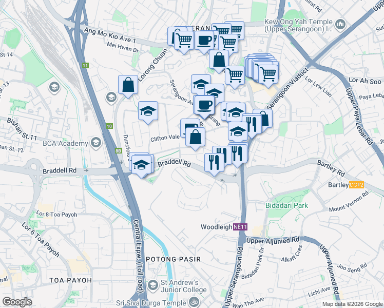 map of restaurants, bars, coffee shops, grocery stores, and more near in Singapore