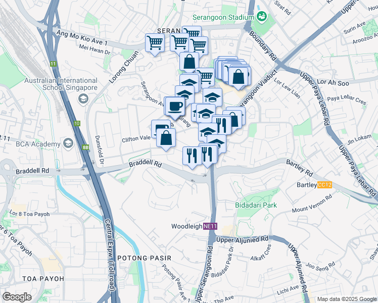 map of restaurants, bars, coffee shops, grocery stores, and more near in Singapore