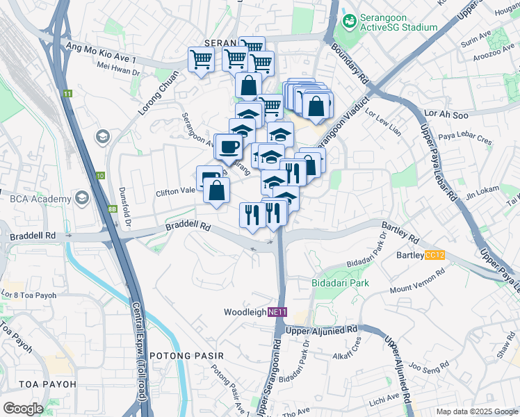 map of restaurants, bars, coffee shops, grocery stores, and more near in Singapore