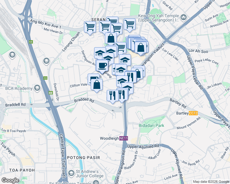 map of restaurants, bars, coffee shops, grocery stores, and more near in Singapore