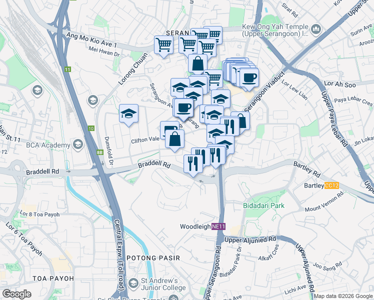 map of restaurants, bars, coffee shops, grocery stores, and more near in Singapore