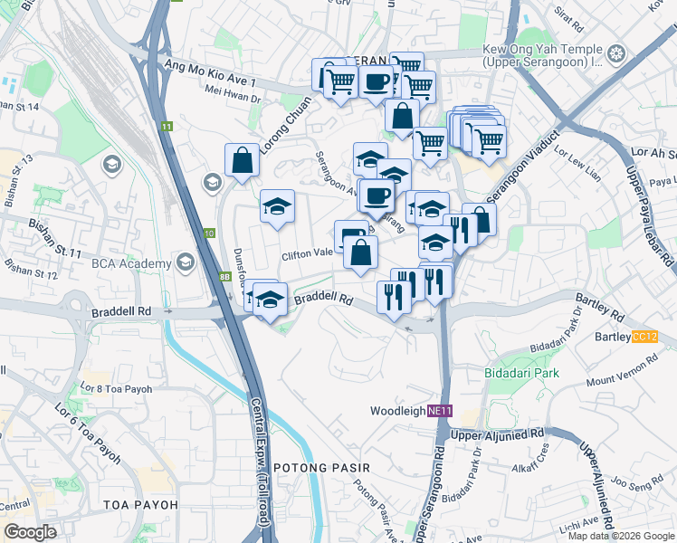 map of restaurants, bars, coffee shops, grocery stores, and more near in Singapore