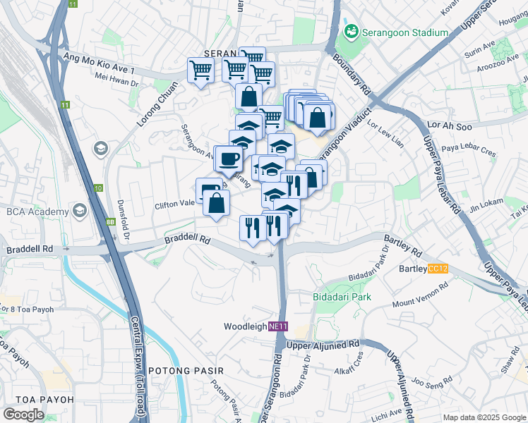 map of restaurants, bars, coffee shops, grocery stores, and more near in Singapore