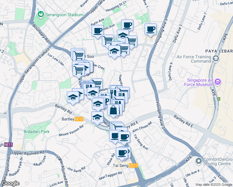 map of restaurants, bars, coffee shops, grocery stores, and more near in Singapore