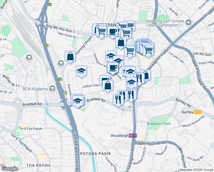 map of restaurants, bars, coffee shops, grocery stores, and more near in Singapore