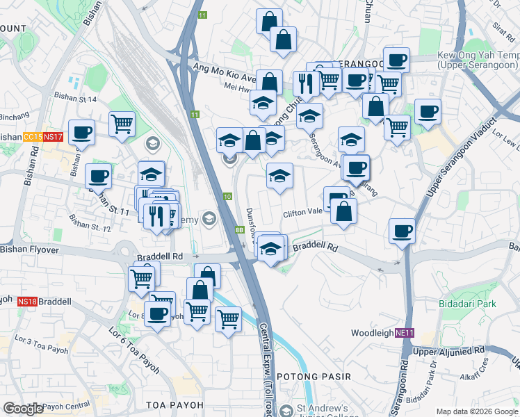 map of restaurants, bars, coffee shops, grocery stores, and more near in Singapore