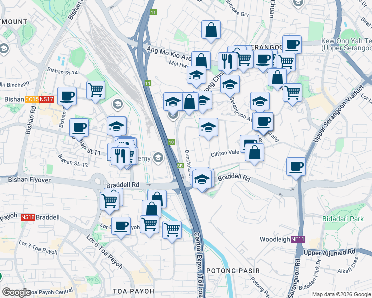 map of restaurants, bars, coffee shops, grocery stores, and more near in Singapore