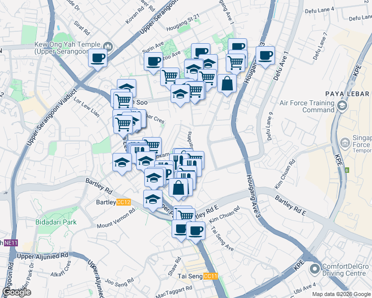 map of restaurants, bars, coffee shops, grocery stores, and more near in Singapore